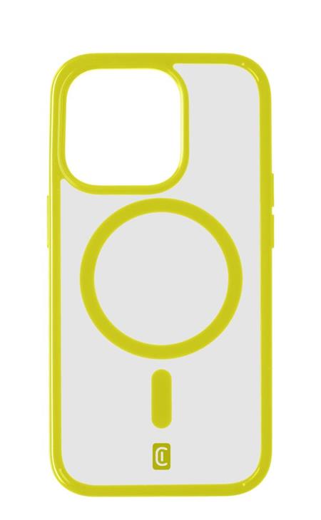 Cellularline Zadní kryt Pop Mag s podporou Magsafe pro Apple iPhone 15 Pro Max, čirý / limetkový