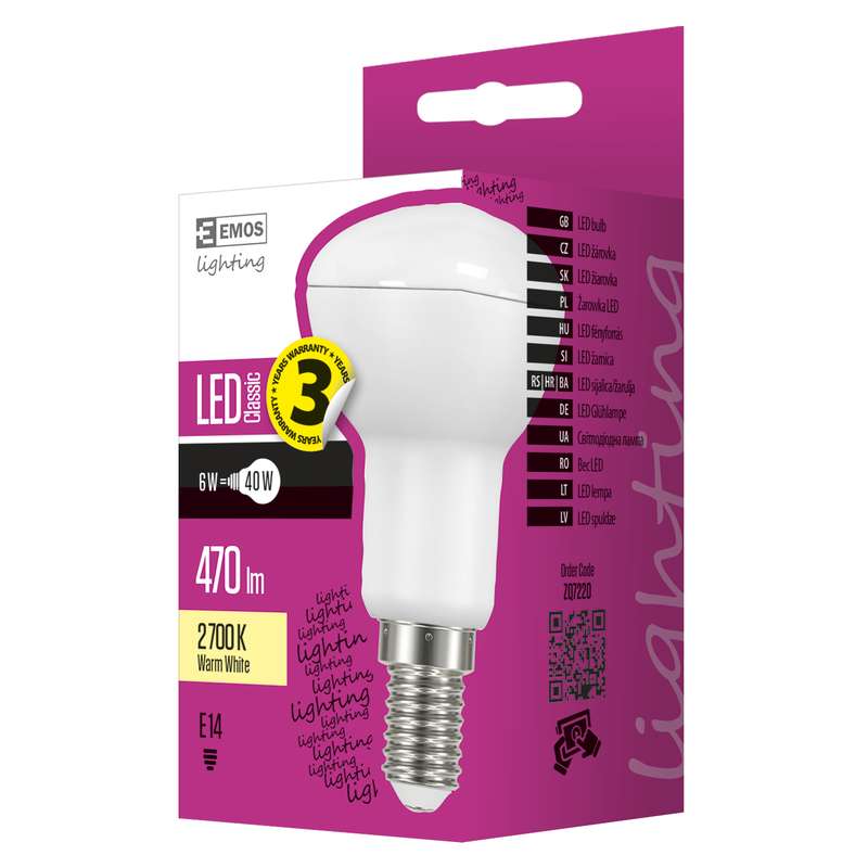 EMOS LED žárovka Classic R50 6W E14 teplá bílá ExaSoft cz