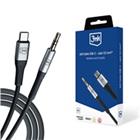 3mk audio kabel - AUX Cable USB-C - Jack 3,5 mm, 1m, černá