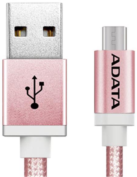 ADATA Micro USB kabel pletený, 100cm, růžový