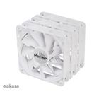 Akasa ventilátor Viper, White Fan 12cm, 120x120x25mm, HDB, 4 pin PWM, 3ks v balení, bílá