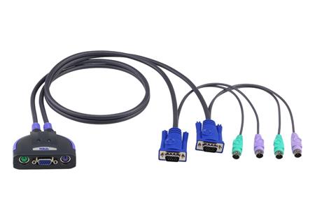 ATEN 2-port KVM PS/2 mini, 0.9m kabely