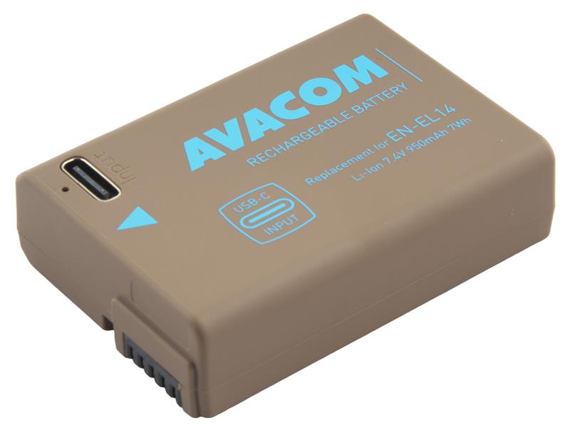 AVACOM baterie - Nikon EN-EL14 vstup USB-C Li-Ion 7.4V 950mAh 7Wh