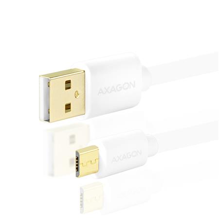 Axagon BUMM-AM02QW, HQ Kabel Micro USB <-> USB A, datový a nabíjecí 2A, bílý, 0.2 m