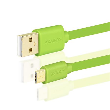 Axagon BUMM-AM05QG, HQ Kabel Micro USB <-> USB A, datový a nabíjecí 2A, zelený, 0.5 m