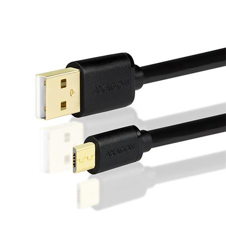 Axagon BUMM-AM15QB, HQ Kabel Micro USB <-> USB A, datový a nabíjecí 2A, černý, 1.5 m
