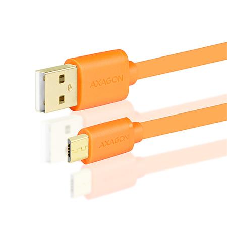 Axagon BUMM-AM20QO, HQ Kabel Micro USB <-> USB A, datový a nabíjecí 2A, oranžový, 2 m