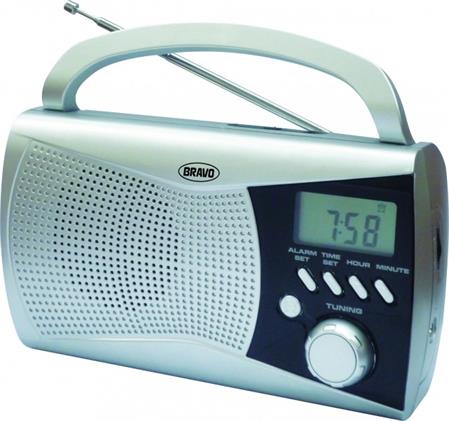 BRAVO Přenosné rádio B-6010, FM, AM, DIGI, napájení síť/aku, stříbrné