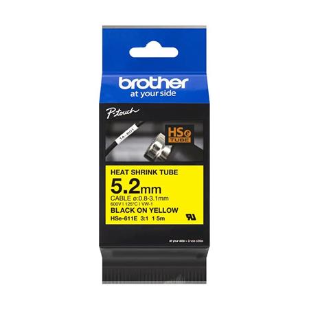 Brother HSE-611E, bužírka žlutá černá (5,2 mm)