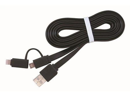 C-TECH Kabel USB COMBO, MicroUSB + Lightning, 1m, černý