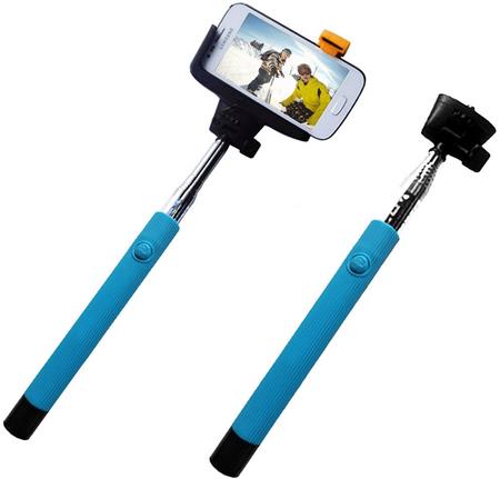 C-TECH Teleskopický selfie držák BT spoušť, modrá