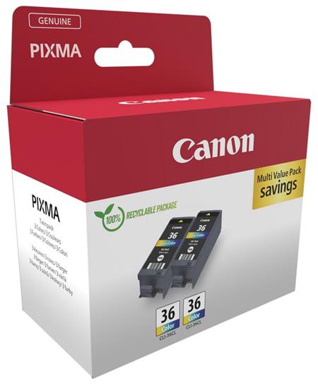 Canon inkoustová náplň CLI-36 Twin pack barevná neblistrová verze