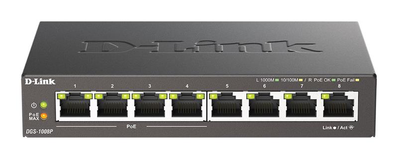 D-Link DGS-1008P 8x 1000 Desktop Switch,4PoE port