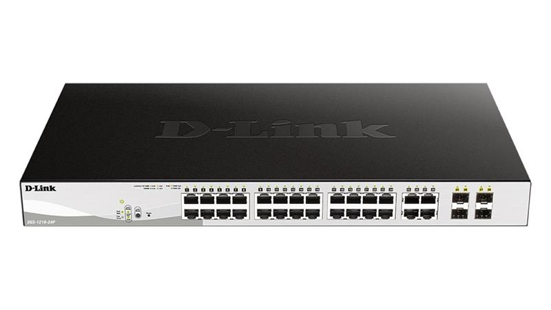 D-Link DGS-1210-24P, 24 PoE 10 100 1000 Base-T port + 4 TP SFP Combo Ports