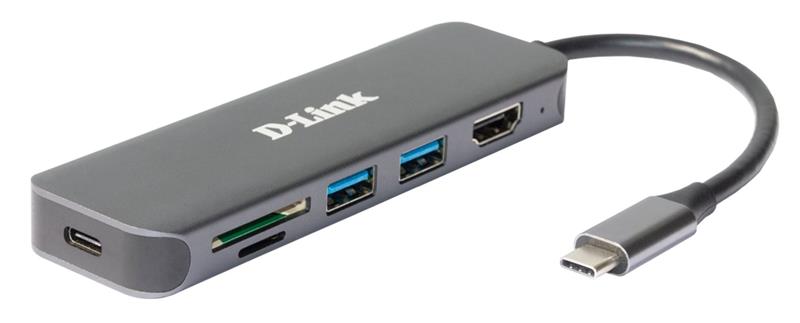 D-Link DUB-2327 6-in-1 USB-C Hub with HDMI Card Reader Power Delivery