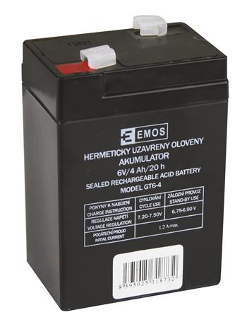 EMOS Bezúdržbový olověný akumulátor 6V 4Ah pro svítilny 3810