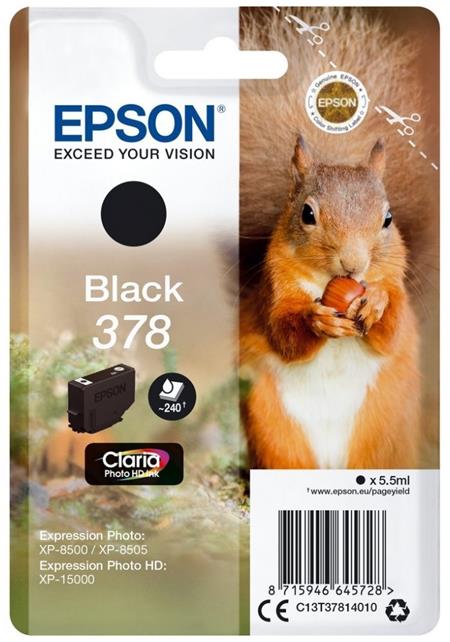 Epson Singlepack Black 378 Claria Photo HD Ink C13T37814010 - originální