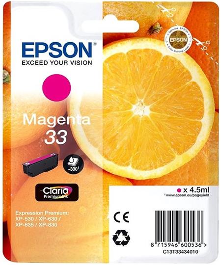 Epson Singlepack Magenta 33 Claria Premium Ink C13T33434012