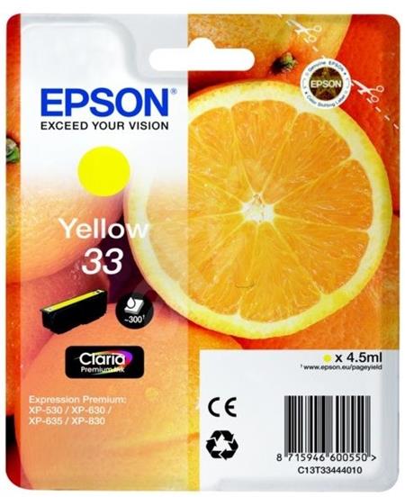 Epson Singlepack Yellow 33 Claria Premium Ink C13T33444012