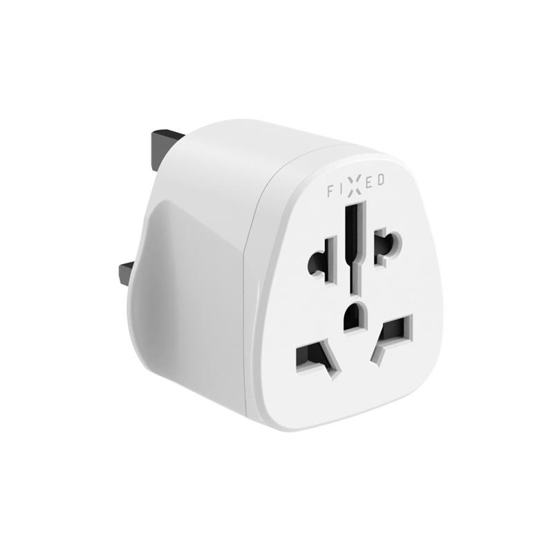 Fixed Adaptér UK Adapter pro zapojení UK, US, AUS nabíječek do UK zásuvek, bílý