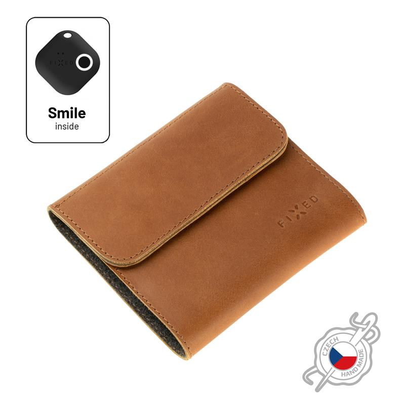 Fixed Kožená peněženka Smile Classic Wallet se smart trackerem Smile PRO, hnědá