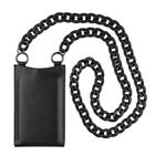 Fixed Kožená taštička přes rameno s kapsou Venezia pro 7" mobilní telefony s černým řetízkem, černá