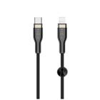 Fixed Krátký nabíjecí a datový opletený kabel s konektory USB-C/Lightning a podporou PD, 0.5m, MFI, černý