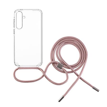 Fixed Pouzdro Pure Neck s růžovou šňůrkou na krk pro Samsung Galaxy A35 5G