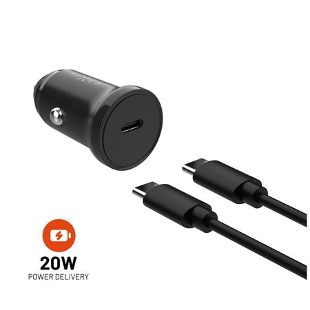 Fixed Set autonabíječky s USB-C výstupem a USB-C USB-C kabelu, podpora PD, 1 metr, 20W, černá