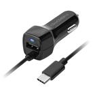 GoGEN Adaptér do auta integrovaný kabel (USB-C), 1x USB, 2,1A (10,5W) - černý