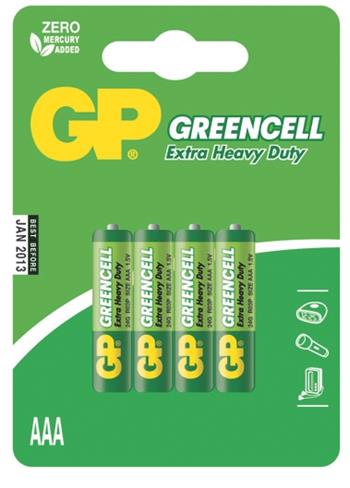 GP 24G Baterie Greencell R03 (AAA, mikrotužka) blistr, 4ks