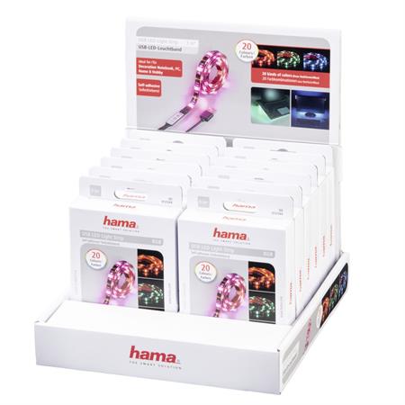 Hama USB LED světelný pásek s integrovaným ovládáním, RGB podsvícení, 1 m