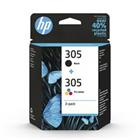 HP 305 2-Pack Tri-color Black Original Ink Cartridge