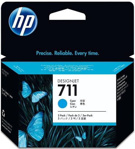 HP 711 (CZ134A, azurová, trojbalení)