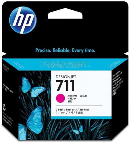 HP 711 (CZ135A, purpurová, trojbalení)