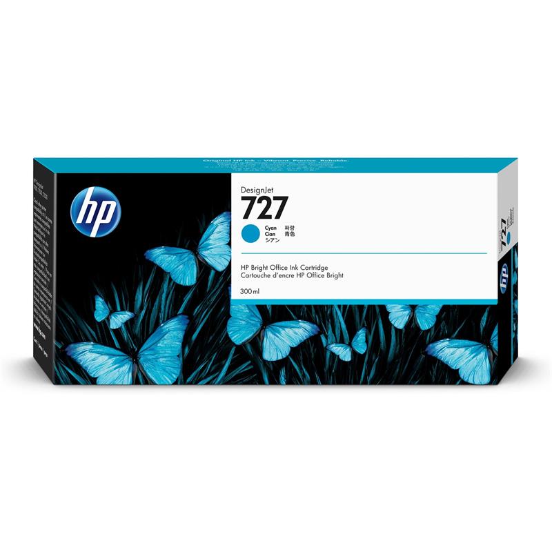 HP 727 Azurová inkoustová kazeta DesignJet, 300 ml