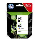 HP N9J71AE - (černá, tříbarevná) - inkoust číslo 62 pro Envy 55XX, 56XX, 76XX; Officejet 200, 2pack