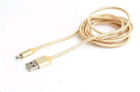 Kabel CABLEXPERT USB A Male/Micro B Male 2.0, 1m, opletený, zlatý, blister; CCB-mUSB2B-AMBM-6-G