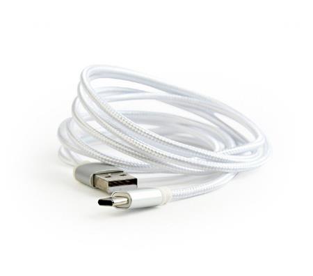 Kabel CABLEXPERT USB 3.0 AM na Type-C kabel (AM/CM), 1m, opletený, stříbrný, blister; CCB-mUSB2B-AMCM-6-S