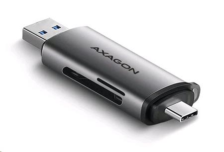 Axagon CRE-SAC, USB3.2 Gen1 Type-C + Type-A - externí čtečka karet SD/microSD, podpora UHS-I; CRE-SAC