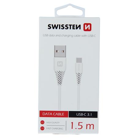 Swissten USB/USB-C 1,5m, bílý; 71504400