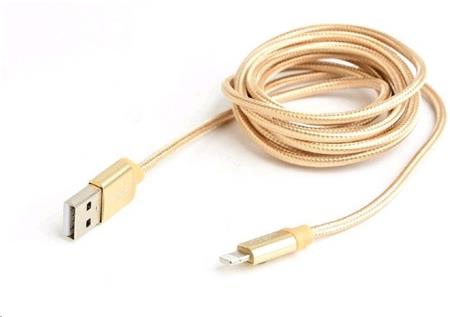 Kabel CABLEXPERT USB 2.0 Lightning (IP5 a vyšší) nabíjecí a synchronizační kabel, opletený, 1m, zlatý, blister; CCB-mUSB2B-AMLM-6-G