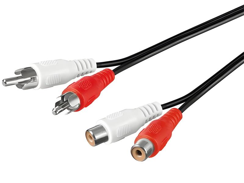 PremiumCord Kabel 2x Cinch-2x Cinch, M/F 5m; kjackcmf2-5