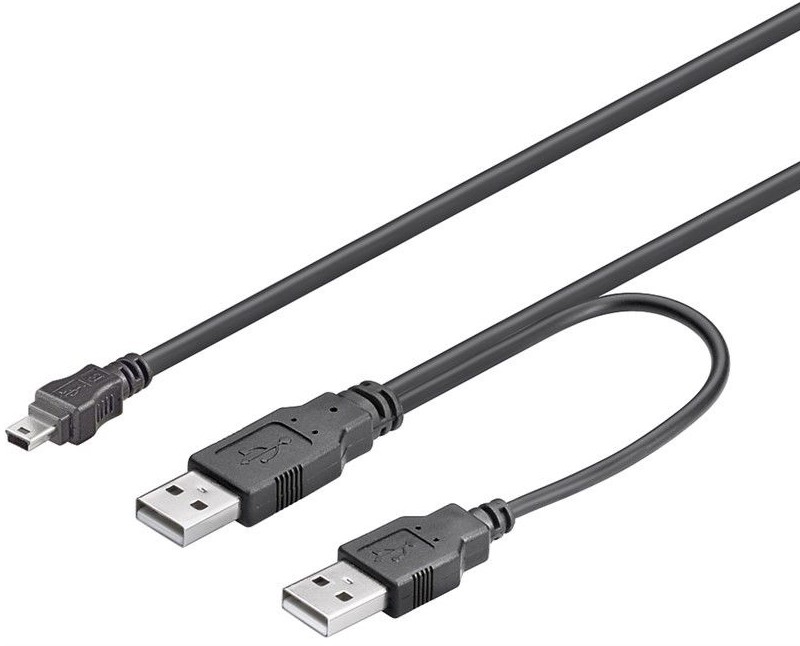 PremiumCord USB 2.0 napájecí Y kabel A/M + A/M -- A/M mini 0.4m + 0.5m; ku2y02