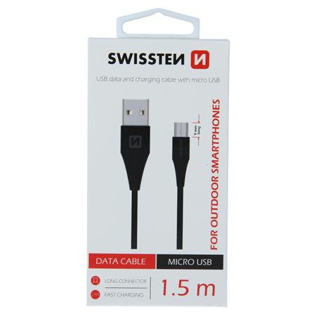 Swissten datový kabel USB / Micro USB 1,5 M, černý (9Mm); 71504303