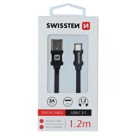 Swissten USB/USB-C 1.2m, černý; 71521201