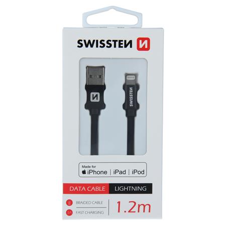 Swissten USB/Lightning MFi 1.2m, černý; 71524201