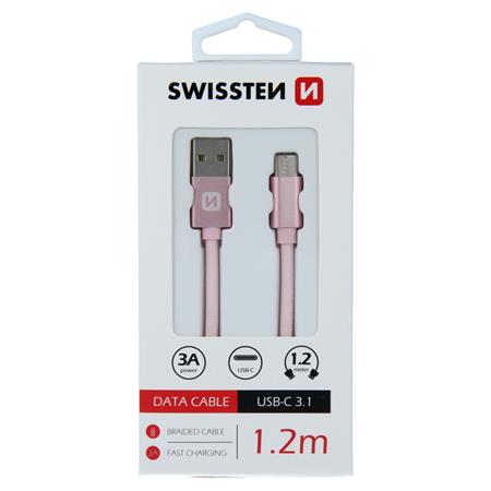 Swissten USB/USB-C 1.2m, růžovo-zlatý; 71521205