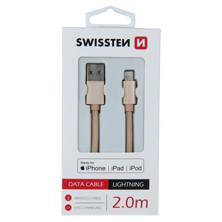 Swissten USB/Lightning MFi 2m, zlatý; 71524304