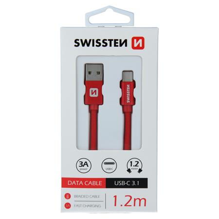 Swissten USB/USB-C 1.2m, červený; 71521206